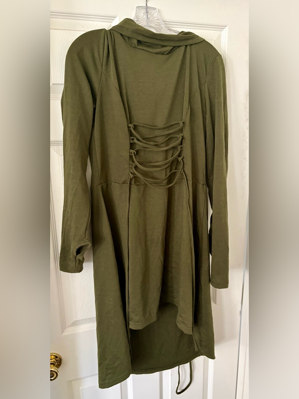Olive Green Lace-Up Women’s Dress